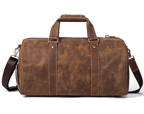 QTANZIQI Herren Retro-Reisetasche, große Kapazität, Sporttasche, Outdoor-Schulterhandtasche, Reisetasche, Wochenendreise, Gepäck, Handtasche, Kaffee von QTANZIQI