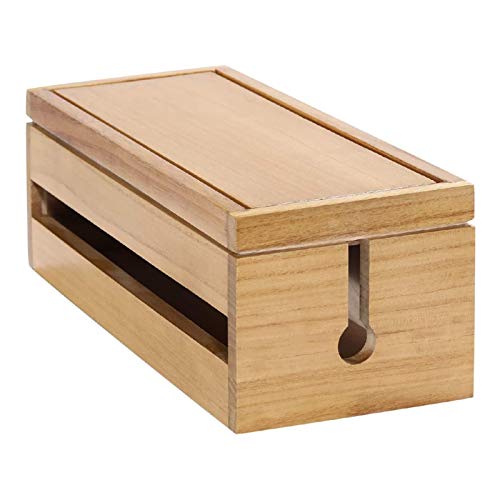 QTANZIQI Kabel-Management-Box, Holzkabel-Organizer-Box für Verlängerungskabel, Stromstreifen, Überspannungsschutzdraht (Farbe: Holz) von QTANZIQI