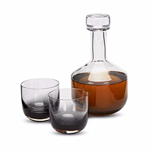 QTANZIQI Kristall-Whisky-Dekanter-Set mit 2 Gläsern, 42 Oz Luxus-Whisky-Dekanter, 12 Oz mundgeblasene Whiskey-Gläser, Jubiläums-Geburtstagsgeschenke, Geschenke für Männer, Bourbon, Scotch, Co Silk von QTANZIQI
