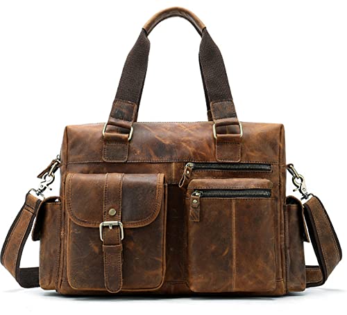 QTANZIQI Leder-Seesäcke für Herren, Reisetasche, Wochenend-Kabinen-Reisetasche, große One-Shoulder-Handtasche, Outdoor-Reise-Handgepäcktasche, braun von QTANZIQI