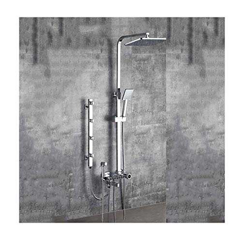 QTANZIQI Luxuriöses Duschsystem mit Warm- und Kaltwasser-Duschkombinationsset, multifunktionales 4-Griff-Duscharmatur-Set mit Duschkopf, Handbrause, Wannenauslauf, Bidet-Sprühkopf, Massagedüse, Chrom von QTANZIQI