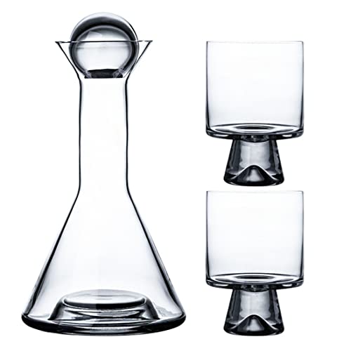 QTANZIQI Luxuriöses Whiskey-Dekanter-Set aus Kristallglas mit 2 Gläsern, graue Whiskey-Dekanter-Sets für Zuhause, galvanisierter Glasbecher für Jubiläums-Geburtstagsgeschenke Silk Pillowcase von QTANZIQI