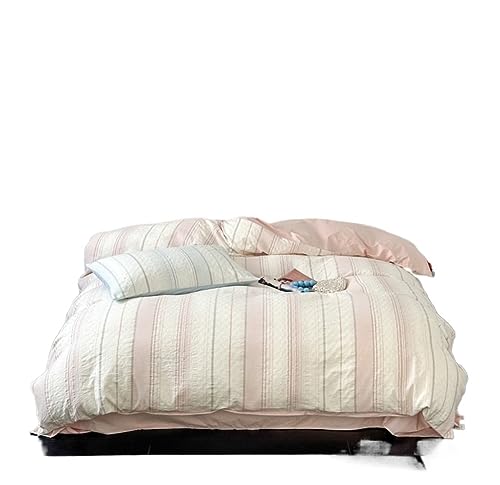 QTANZIQI Moderne Bettbezüge aus Baumwolle, vierteiliges Bettwäsche-Set, Jacquard, einfaches Bettlaken-Set, weiche, Moderne Bettwäsche, Bettwäsche-Sets (Rosa, 1,8/2 m Bett) von QTANZIQI