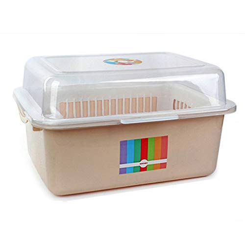 QTANZIQI Organizer-Regal, Küchen-Geschirrständer, Multifunktions-Kunststoff-Ablaufschale, Besteckständer, Küchenstaub-Aufbewahrungsbox, Regal (Farbe: Beige, Größe: 43 x 33 cm) von QTANZIQI