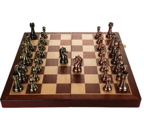 QTANZIQI Schachbrett-Schachspiel, Schachbrett-Set, Spiel, Reise-Schachfiguren-Set mit Schach, zusammenklappbar, tragbares Aufbewahrungsbrett, Schachfiguren (52 x 52 cm) von QTANZIQI