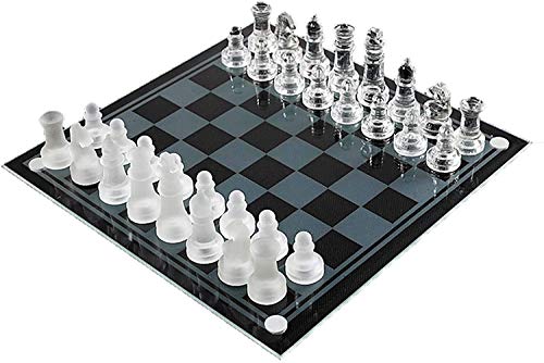 QTANZIQI Schachspiel aus mattem Glas/poliertem Glas, magnetisch, klappbares internationales Schach, Unterhaltungsspiel, Schachspiel mit Klappbrett für Familienaktivitäten, Reisen, Eltern und Kind 2021 von QTANZIQI