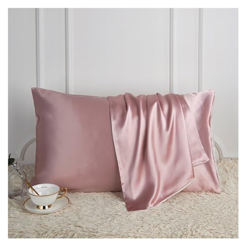 QTANZIQI Silk Pillowcase 100% Pure Silk Pillowcase Real Silk Pillowcase Natural Silk Pillowcase Mulberry Silk Pillowcase Pillow Cases (Color : Pink, Size : 48x74cm) von QTANZIQI