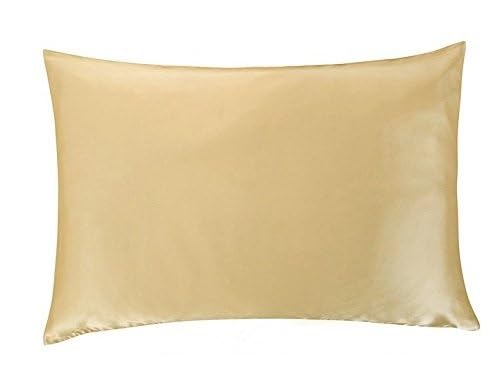 QTANZIQI Silk Pillowcase Silk Pillowcase Hair Skin, 100% Pure Silk Pillowcase Standard Size, Pillow Cases Cover Hidden Zippe Pillow Cases (Color : Gold, Size : Queen) von QTANZIQI
