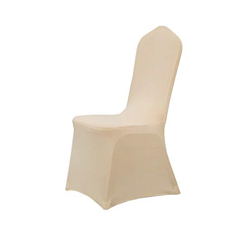 QTANZIQI Stuhlhussen, deckt alle Gelegenheiten ab, Dehnbare elastische Esszimmerstuhlbezüge, Anti-Staub-Stuhlsitzschutz-Schonbezüge für Esszimmer, Hotel, Zeremonie, Hochzeit (Beige, 10 Stück) von QTANZIQI