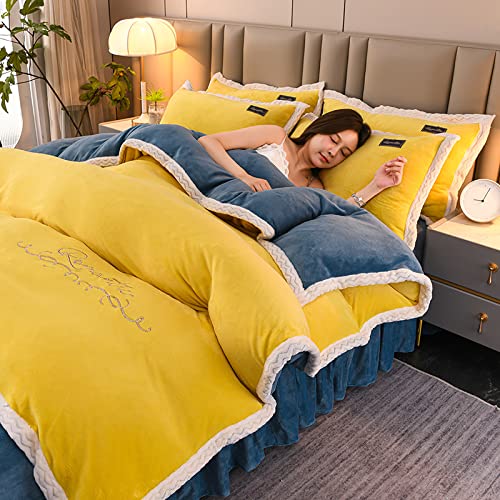 QTANZIQI Super-King-Size-Bettbezug-Sets, Herbst-Winter-Bettwäsche, Doppel-Bettbezug-Set, doppelseitiger zweifarbiger Flanell-Bettbezug, Winter-Warmer Samt-Bettbezug, Trösterbezug, einfache von QTANZIQI