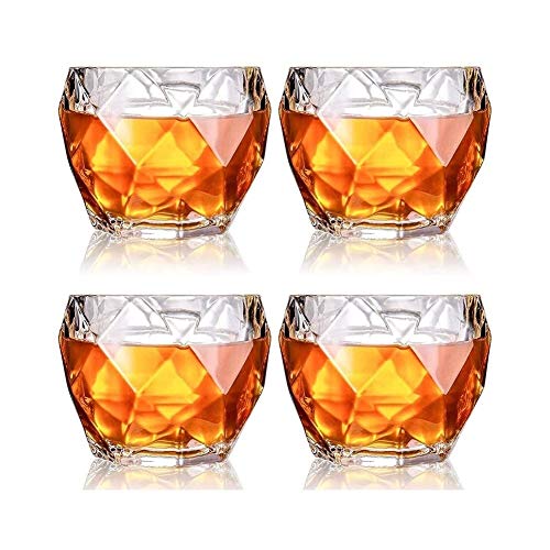 QTANZIQI Whiskey-Dekanter-Sets für Herren, gravierte Kristall-Whiskygläser, Premium-Scotch-Gläser, Bourbon-Gläser für Cocktails, altmodische Trinkgläser im Rock-Stil, 4er-Set, 11 Unzen Silk von QTANZIQI