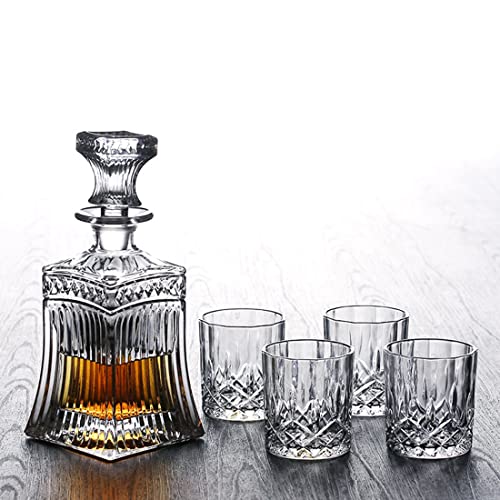 QTANZIQI Whisky-Dekanter-Set mit 4 Gläsern, 24-Unzen-Whisky-Dekanter, 7,6-Unzen-Whiskygläser, Jubiläums-Geburtstagsgeschenke, individuell gravierte Geschenke für Männer, Bourbon, Scotch, Cognac Silk von QTANZIQI