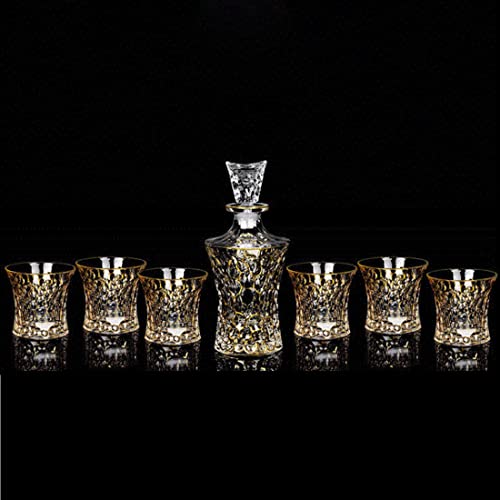 QTANZIQI Whisky-Dekanter-Set mit 6 Gläsern, 22,5 Unzen Kristall-Whisky-Dekanter, 9,6 Unzen bleifreie Whisky-Gläser, Jubiläums-Geburtstagsgeschenke, individuell gravierte Geschenke für Männer, von QTANZIQI