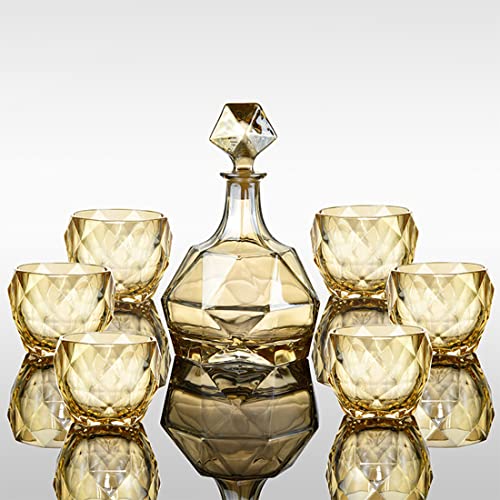 QTANZIQI Whisky-Dekanter-Set mit 6 Gläsern, 30-Unzen-Whisky-Dekanter mit Kristallgalvanisierung und Gold, 10-Unzen-Whiskygläser, Jubiläums-Geburtstagsgeschenke, individuelle Geschenke für Männer, von QTANZIQI