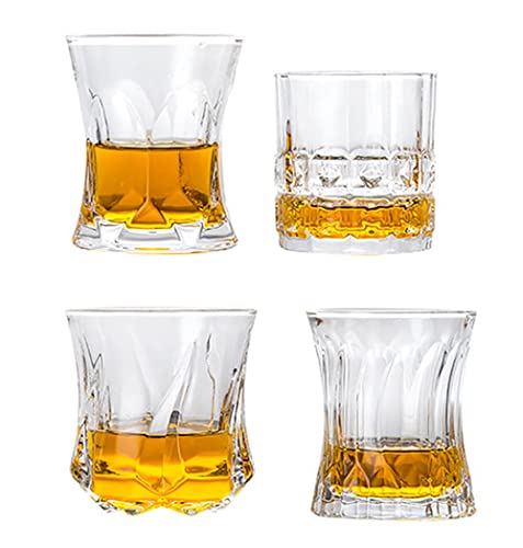 QTANZIQI Whiskygläser, geformt, klares Glas, altmodische Gläser, Whiskyglas, modischer Kristall (Set mit 4 Tassen) von QTANZIQI