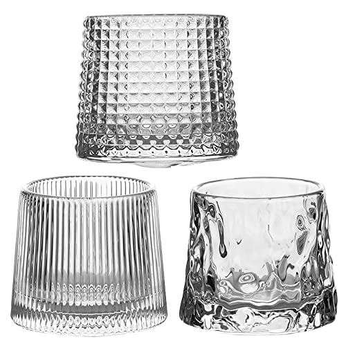 QTANZIQI Whiskygläser, geformtes Glas, altmodische Gläser, Whiskyglas, modisch, kristallklar, Set mit 3 Tassen, Bourbon-Cocktails (Set mit 3 Tassen) von QTANZIQI