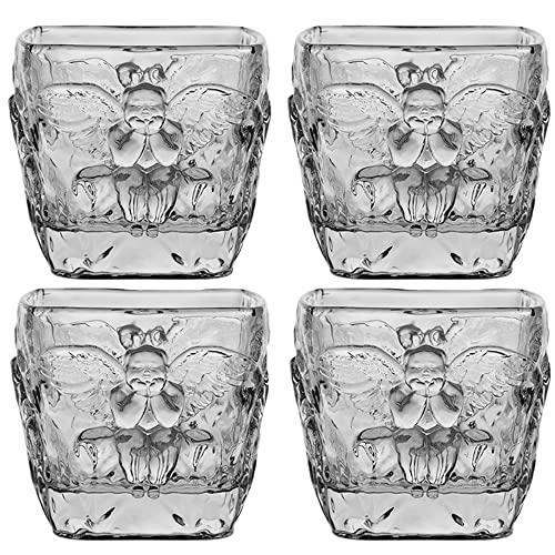 QTANZIQI Whiskygläser, geformtes Scotch-Glas, altmodische Gläser, Whiskyglas, modischer Kristallengel, klar, rund, Erde, Set mit 4 Tassen (Typ 2) von QTANZIQI