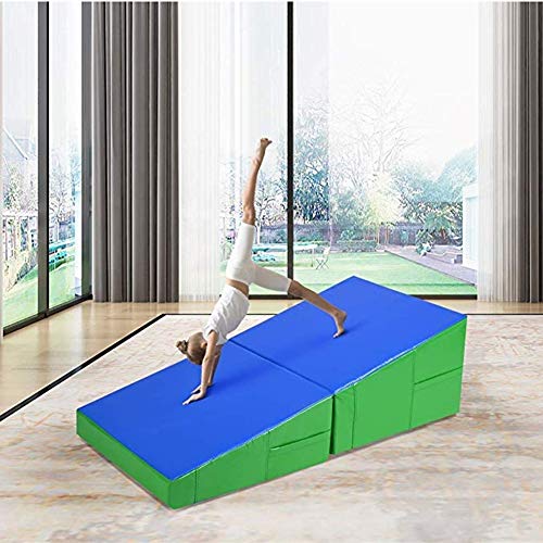 QTANZIQI Zusammenklappbare Gymnastik-Schrägmatte für Gymnastik, Kampfsport, Tanz, Stretch-Training, einfach zu tragen und zu lagern, mehrfach (blau, 83 x 60 x 35 cm) von QTANZIQI