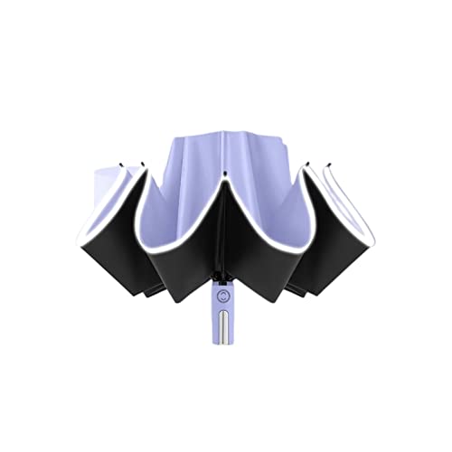 QTANZIQI Zusammenklappbarer, vollautomatischer Regenschirm mit reflektierendem Streifen für den Außenbereich, Wind-, Sonnen- und regensicher, Reisezubehör-Regenschirm Silk Pillowcase von QTANZIQI