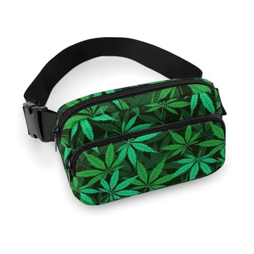 Gürteltasche mit Marihuana-Gras, mit verstellbarem Riemen, modische Gürteltasche für Männer und Frauen, Workout, Laufen, Reisen, Wandern, Stil:, 20x13cm von QTAVETEND