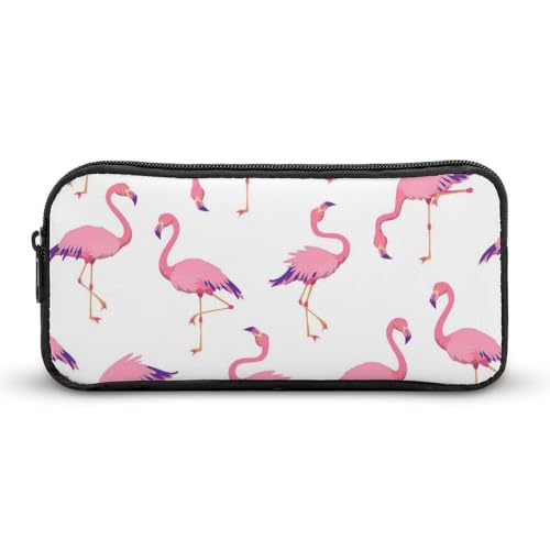 QTAVETEND Federmäppchen, Motiv: Flamingos, Motiv: niedliche tropische Vögel, Federmäppchen, Kosmetiktasche, großes Fassungsvermögen, Mehrzweck-Aufbewahrungstasche, Federmäppchen, 1 Fach, Stil:, von QTAVETEND