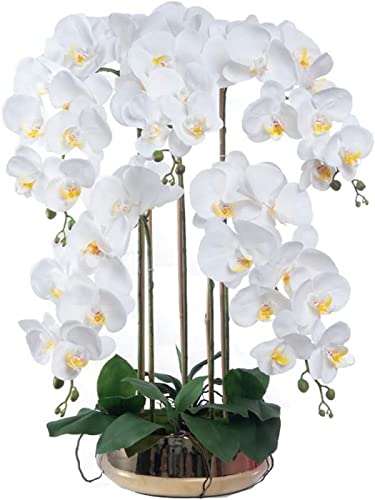 Künstliche Blume, künstlicher Bonsai mit Vase, künstliche Blumen mit Vase, Pu-Orchidee, weiße Phalaenopsis, Kunstpflanzen in Vase für Wohnzimmer, Kunstblumen, Schreibtisch-Dekoration, Ornamente, weiß von QTYQWC