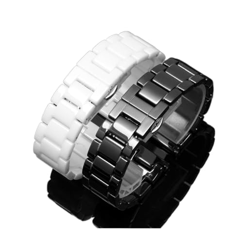 QTYQWC 14mm 16mm 18mm 20mm 22mm Silber Depolyment Uhr Schnalle Und Weiß Keramik Uhr Bands Männer Frauen Strap Armbänder von QTYQWC