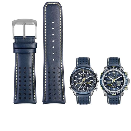 QTYQWC 22mm 23mm Blau Farbe Echtes Leder Armband Armband Herren Armband Für Citizen AT8020-54L/JY8078 mit klapp Schnalle Armband QTYQWC 22mm 23mm Blau Farbe Echtes Leder Armband Armband Herren Armband Für Citizen AT8020-54L/JY8078 mit klapp Schnalle Armband von QTYQWC