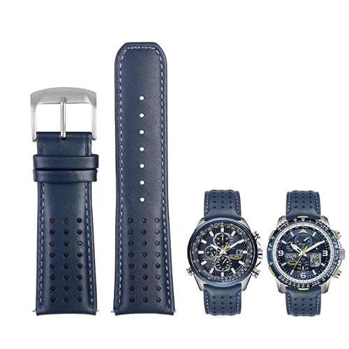 QTYQWC 22mm 23mm Blau Farbe Echtes Leder Armband Armband Herren Armband Für Citizen AT8020-54L/JY8078 mit klapp Schnalle Armband QTYQWC 22mm 23mm Blau Farbe Echtes Leder Armband Armband Herren Armband Für Citizen AT8020-54L/JY8078 mit klapp Schnalle Armband von QTYQWC