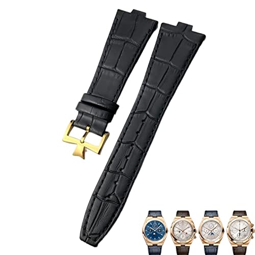 QTYQWC 25–8 mm Uhrenarmband aus echtem Leder mit konvexer Schnittstelle, für Vacheron Constantin Overseas-Uhrenarmbänder in Schwarz, Blau und Braun mit Bambusmaserung von QTYQWC