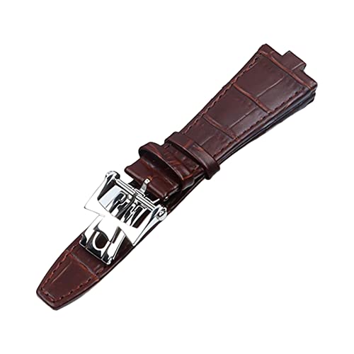 QTYQWC 25x9 mm Uhrenarmband aus echtem Leder mit konvexer Schnittstelle für Vacheron Constantin Overseas-Uhrenarmbänder mit Bambusmaserung von QTYQWC