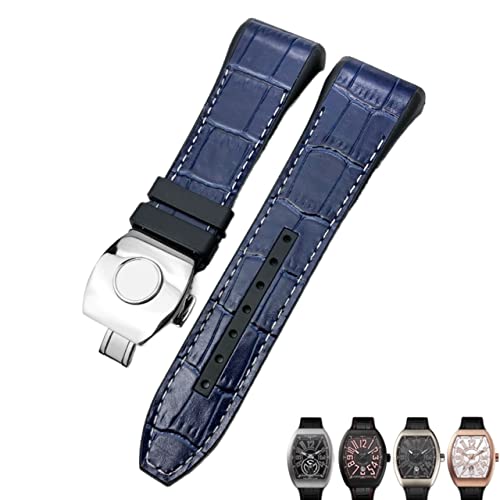 QTYQWC Für Franck Muller Uhrenarmband 28mm Rindsleder Silikon Uhrenarmband Nylon Gummi Faltschließe Uhrenarmbänder Für Männer Armband von QTYQWC