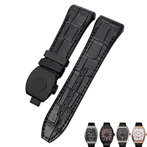 QTYQWC Für Franck Muller Uhrenarmband 28mm Rindsleder Silikon Uhrenarmband Nylon Gummi Faltschließe Uhrenarmbänder Für Männer Armband von QTYQWC