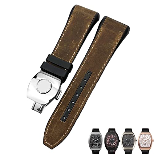 QTYQWC Für Franck Muller Uhrenarmband 28mm Rindsleder Silikon Uhrenarmband Nylon Gummi Faltschließe Uhrenarmbänder Für Männer Armband von QTYQWC