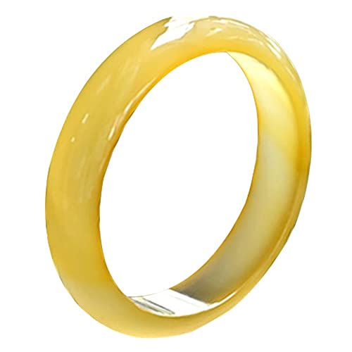 QTYQWC Gelber Jade-Armreif für Frauen, Achat-EIS-transparente Glücksgeschenke mit Schmuckschatulle (Größe: 62 mm) von QTYQWC