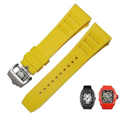 QTYQWC Gummi-Silikon-Uhrenarmband für Richard Mille RM011-Serie Silikonband-Zubehör Herren-Uhrenarmband 25–20 mm von QTYQWC