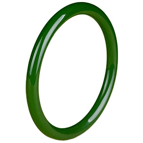 QTYQWC Jade-Armreif für Frauen, echte natürliche grüne Glücksgeschenke mit Schmuckschatulle (Farbe: rund 8 mm, Größe: 51–52 mm) von QTYQWC