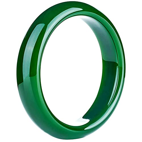 QTYQWC Jade-Armreif für Frauen, echte natürliche grüne Glücksgeschenke mit Schmuckschatulle (Farbe: rund 8 mm, Größe: 51–52 mm) von QTYQWC