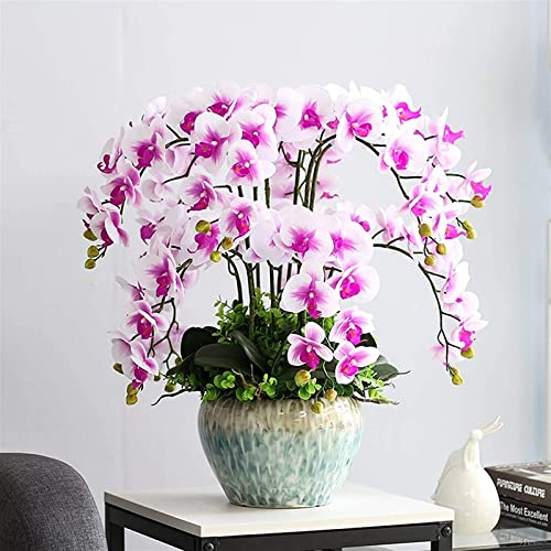 QTYQWC Künstliche Blume Künstlicher Bonsai mit Vase, Große Künstliche Orchidee mit Vase Pu Phalaenopsis Künstliche Blumen in Vase für Esszimmertisch Wohnzimmer Dekor Desktop Dekor Ornamente, A von QTYQWC