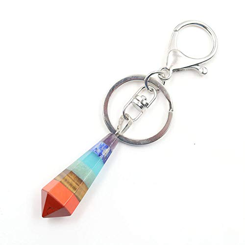 QTYQWC Naturstein 7 Chakra Anhänger Natürliche Wünschelrutenpendel Halsketten Regenbogen geschichtetes spirituelles Amulett-E-3 Keine Kette von QTYQWC