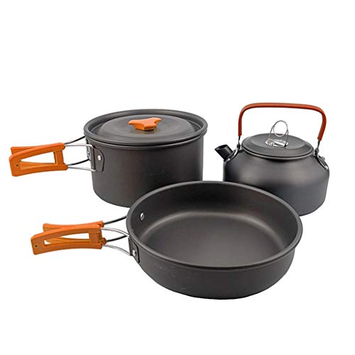 QTYQWC Picknick Camping Kochgeschirr Set Tragbare Outdoor Wasserkocher Pfanne Topf Reise Aluminium Kochsets Utensilien Wandern Picknick (Farbe: E) von QTYQWC