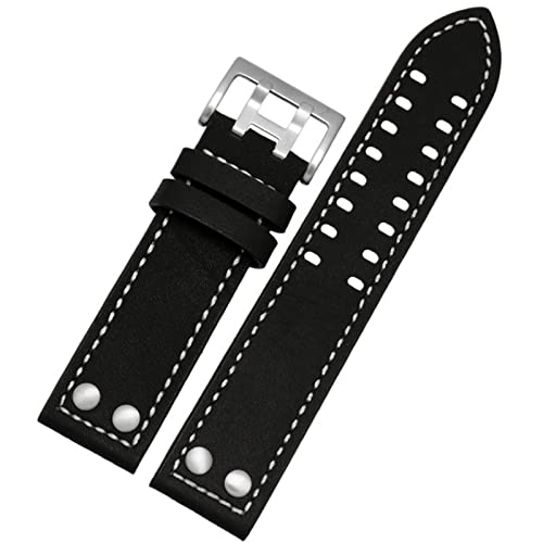 QTYQWC Uhrenarmband aus Leder, 20 mm, 22 mm, für Hamilton Aviation H77755533 H77616533, echtes Leder, Herren-Uhrenarmband von QTYQWC