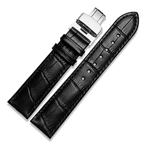 QTYQWC Uhrenarmband aus echtem Leder mit Schmetterlingsverschluss, Kroko-Armband für Herren, Riemen 12 13 14 15 16 17 18 19 20 21 22 23 24 mm von QTYQWC