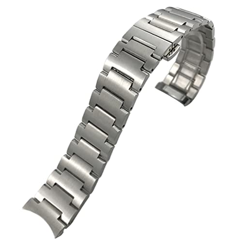 QTYQWC Uhrenarmband aus massivem Edelstahl mit gebogenem Ende, 21 mm, für MIDO M021.431, für MIDO 40 mm Commander-Uhrenserie, silbernes Herrenarmband von QTYQWC