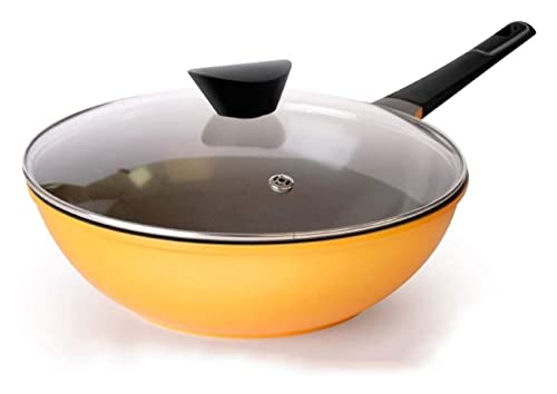 QTYQWC Wok Cookery Pan Frying Pan Nicht-Stick-Bratpfanne Nicht-Rauch-Bratpfanne Haushaltsinduktionskocher Universal Pan 30 cm (Farbe: Rot) Vision von QTYQWC