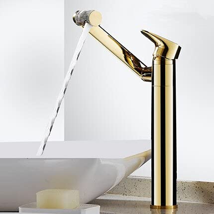 Waschbecken-Wasserhahn, Waschbecken-Wasserhahn, moderner drehbarer Badezimmer-Mischbatterie, Gold/Schwarz/Weiß/Chrom, Waschbecken-Wasserhahn, heißer und kalter Waschbecken-Wasserhahn, Wasserhähne für von QTYQWC