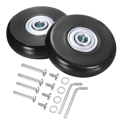 QUARKZMAN Kofferrollen Ersatz 51 x 14 mm/2" x 0.6" Gummi Schwenkrollen Lager Räder Reparaturset für Koffer Inline Outdoor Skate, Schwarz 2er Set von QUARKZMAN