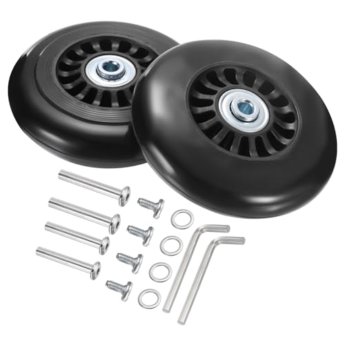 QUARKZMAN Kofferrollen Ersatz 87 x 24 mm/3,4" x 0,9" Gummi Schwenkrollen Kugellager Räder Reparaturset für Koffer Inline Outdoor Skate, Schwarz 1 Set von QUARKZMAN