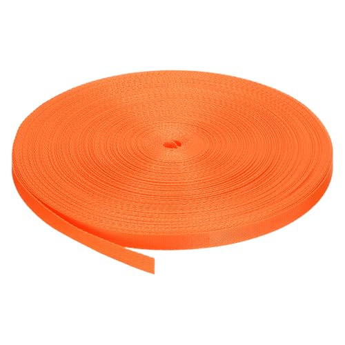 QUARKZMAN Nylon Gurtband Flach 5/8 Zoll 50 Yards Leuchtendes Orange für Outdoor DIY Gear Repair, Rucksack, Gepäckträger, Handwerk von QUARKZMAN