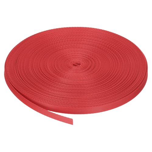 QUARKZMAN Nylon Gurtband Flach 5/8 Zoll 50 Yards Leuchtendes Rot für Outdoor DIY Gear Repair, Rucksack, Gepäckträger, Handwerk von QUARKZMAN